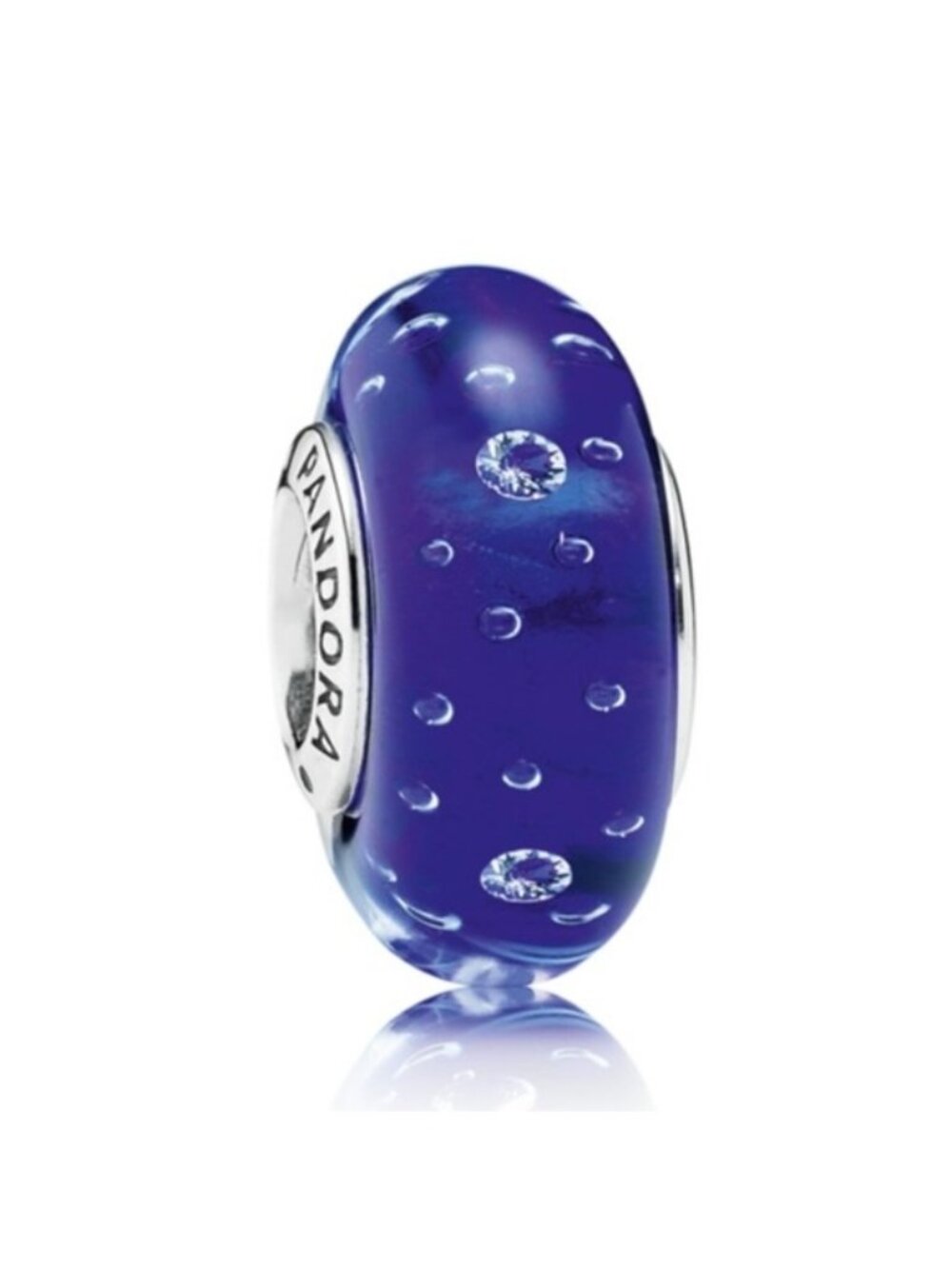 Pandora Sterling Silver Dark Blue Effervescence Murano Glass Bead 791630cz